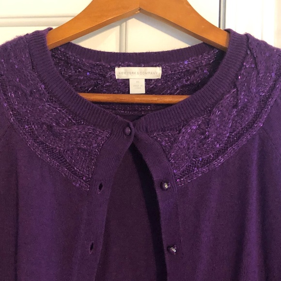 NY&CO purple embellished cardigan XS - Picture 1 of 4